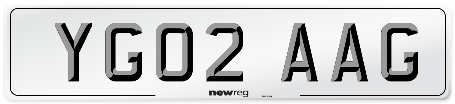 YG02 AAG Number Plate from New Reg